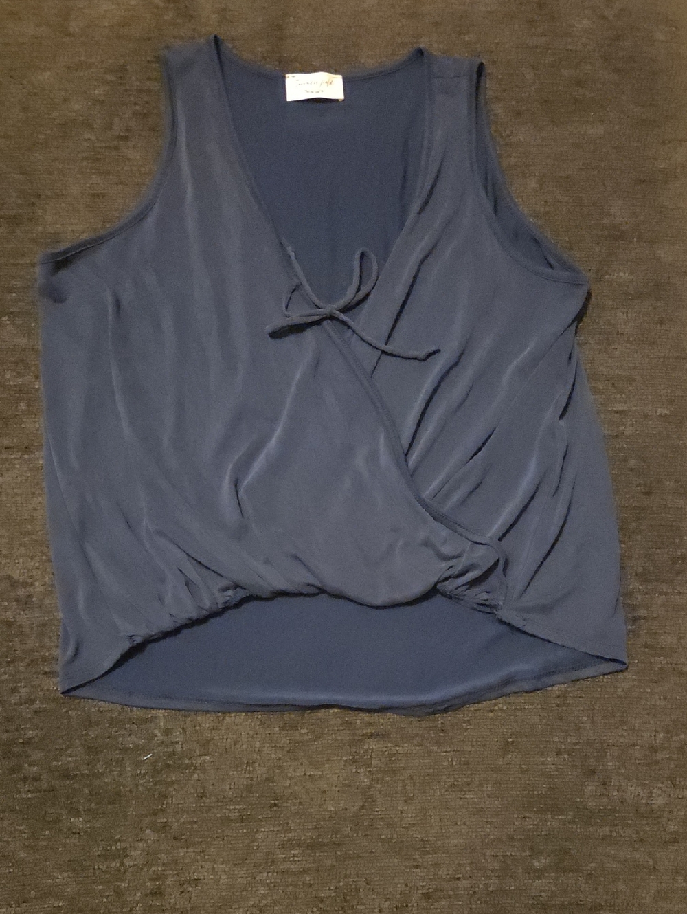 lavender field Navy Surplice Sleeveless Tie-Front Tank